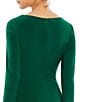 Mac Duggal Long Sleeve Surplice V-Neck Column Faux Wrap Gown, Color:Emerald - Image 4