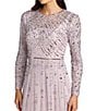 Mac Duggal Mesh Beaded Long Sleeve A Line Gown - Image 3