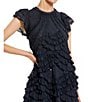 Mac Duggal Mesh Cap Sleeve Micro Ruffle Midi Dress, Color:Navy - Image 3
