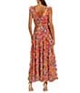 Mac Duggal Mesh Floral Print V-Neck Sleeveless Ruffle A-Line Maxi Dress, Color:Multi - Image 2