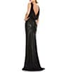Color:Black - Image 2 - Metallic Boat Neck Sleeveless Cowl Open Back Detail Mermaid Gown