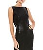 Color:Black - Image 3 - Metallic Boat Neck Sleeveless Cowl Open Back Detail Mermaid Gown