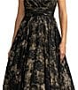 Mac Duggal Metallic Lace Sleeveless V Neck A-Line Midi Dress - Image 3