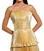 Mac Duggal Metallic Mesh Strapless Pleated Tiered A-Line Gown, Color:Gold - Image 3
