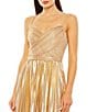 Color:Gold - Image 3 - Metallic Pleated V-Neck Sleeveless Sweetheart Neck Gown
