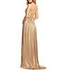 Mac Duggal Metallic Ruched A Line Sleeveless Gown, Color:Gold - Image 2