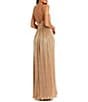 Mac Duggal Metallic Ruched A Line Sleeveless Gown, Color:Gold - Image 5