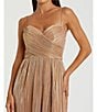 Mac Duggal Metallic Ruched A Line Sleeveless Gown, Color:Gold - Image 6