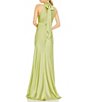 Color:Apple Green - Image 2 - Mock Halter Neck Sleeveless Empire Waist Sheath Gown