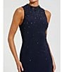 Mac Duggal Mock Neck Beaded Trim Stretch Jersey Column Gown - Image 3