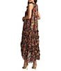 Mac Duggal Mock Neck Micro Ruffle Printed Chiffon Shift Midi Dress - Image 5