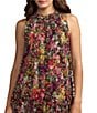 Mac Duggal Mock Neck Micro Ruffle Printed Chiffon Shift Midi Dress - Image 6