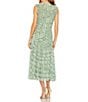 Mac Duggal Mock Neck Micro Ruffle Sleeveless Mesh A-Line Midi Dress, Color:Green Multi - Image 2