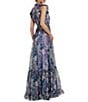 Mac Duggal Mock Neck Ruffle Shoulder Floral Printed Chiffon Maxi Dress, Color:Lilac Multi - Image 2