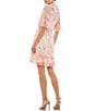 Color:Blush Multi - Image 2 - Floral Print Mock Neck Short Flounce Sleeve Sequin Embellished Tiered Ruffle Hem Dress