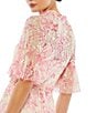 Color:Blush Multi - Image 4 - Floral Print Mock Neck Short Flounce Sleeve Sequin Embellished Tiered Ruffle Hem Dress