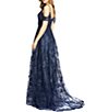 Mac Duggal Off The Shoulder Corset Waist Embroidered Mesh Aline Dress ...