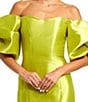 Color:Chartreuse - Image 3 - Off-The-Shoulder Puff Short Sleeve Mermaid Gown