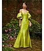 Color:Chartreuse - Image 5 - Off-The-Shoulder Puff Short Sleeve Mermaid Gown