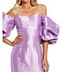 Mac Duggal Off-The-Shoulder Puff Short Sleeve Mermaid Gown, Color:Lilac - Image 3