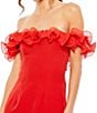 Mac Duggal Off-the-Shoulder Ruffle Embellished Sheath Gown, Color:Red - Image 3