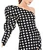 Color:Black White - Image 3 - One Puff Sleeve Polka Dot Satin Column Dress