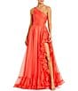 Mac Duggal One Shoulder Asymmetrical Ruffle Gown - Image 1