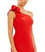 Color:Red - Image 3 - One Shoulder Bow Shoulder Sleeveless Side Slit Gown