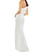 Color:White - Image 2 - One Shoulder Bow Shoulder Sleeveless Side Slit Gown