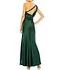 Mac Duggal One Shoulder Column Gown with Drape, Color:Emerald - Image 2