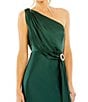 Mac Duggal One Shoulder Column Gown with Drape, Color:Emerald - Image 3