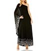Mac Duggal One Shoulder Embellished Trapeze Gown, Color:Black/Silver - Image 1