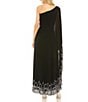 Mac Duggal One Shoulder Embellished Trapeze Gown, Color:Black/Silver - Image 2