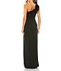 Mac Duggal One Shoulder Feather Trim Gown, Color:Black - Image 2