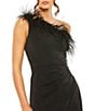 Mac Duggal One Shoulder Feather Trim Gown, Color:Black - Image 3