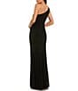 Mac Duggal One Shoulder Formal Gown with Slit and Flower Applique, Color:Black - Image 2