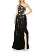 Mac Duggal One Shoulder Lace Back Embellished Tulle A-Line Gown, Color:Black Multi - Image 1
