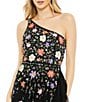 Mac Duggal One Shoulder Lace Back Embellished Tulle A-Line Gown, Color:Black Multi - Image 3