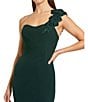 Mac Duggal One Shoulder Mermaid Gown with Floral Applique, Color:Deep Green - Image 3