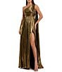 Mac Duggal One Shoulder Metallic Stretch Gown - Image 1