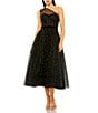 Color:Black - Image 1 - One Shoulder Pearl Beaded Midi Gown