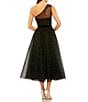 Color:Black - Image 2 - One Shoulder Pearl Beaded Midi Gown