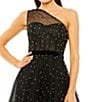 Color:Black - Image 3 - One Shoulder Pearl Beaded Midi Gown