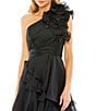 Color:Black - Image 3 - One Shoulder Ruffled High-Low Hem Tiered Gown