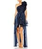 Mac Duggal One Shoulder Ruffled High-Low Hem Tiered Gown, Color:Midnight - Image 1