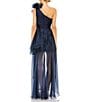 Mac Duggal One Shoulder Ruffled High-Low Hem Tiered Gown, Color:Midnight - Image 2