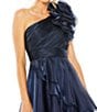 Mac Duggal One Shoulder Ruffled High-Low Hem Tiered Gown, Color:Midnight - Image 3
