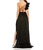 Mac Duggal One Shoulder Ruffle Sleeveless Cut Out Asymmetrical Hem High-Low Gown, Color:Black - Image 2