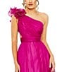 Mac Duggal One Shoulder Ruffle Sleeveless Cut Out Asymmetrical Hem High-Low Gown, Color:Magenta - Image 3