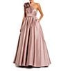 Mac Duggal One Shoulder Satin Gown With 3D Floral Applique, Color:Rose - Image 1